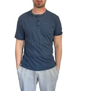 Vince NWT Men's Blue Feeder Stripe Slim Fit Short Sleeve Henley T Shirt Size XL